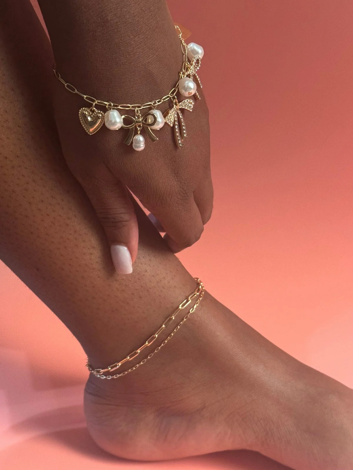 Layered Dainty Oval Chain Anklet