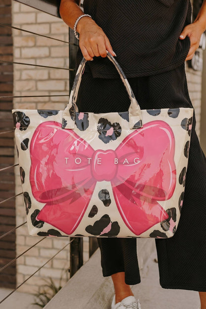 Bow Leopard Print Tote Bag