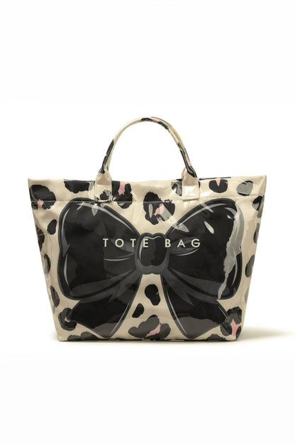 Bow Leopard Print Tote Bag