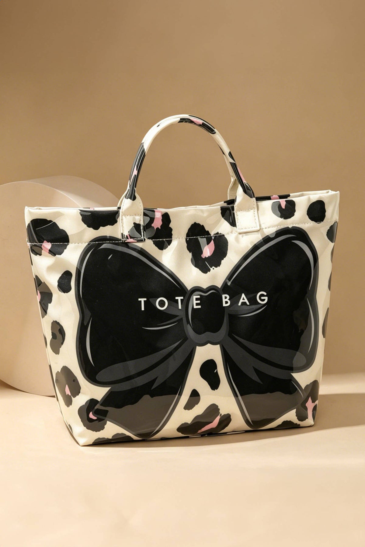 Bow Leopard Print Tote Bag