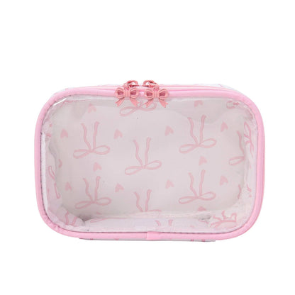 Bow Print Makeup Bag Large Travel Toiletry Pouch Portable